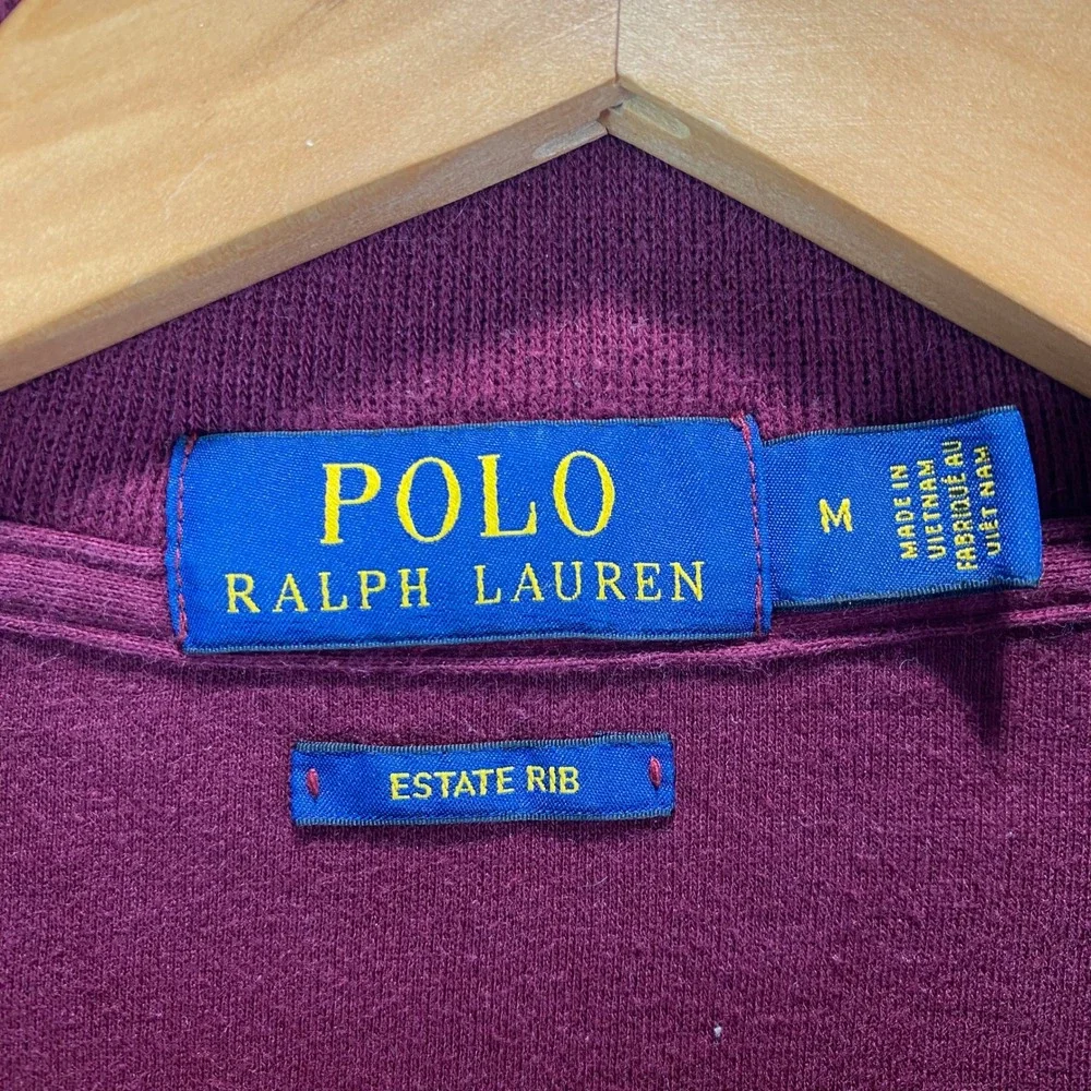 Polo Ralph Lauren Estate Rib Quarter Zip Mens Sz M Burgundy Red Pullover Sweater